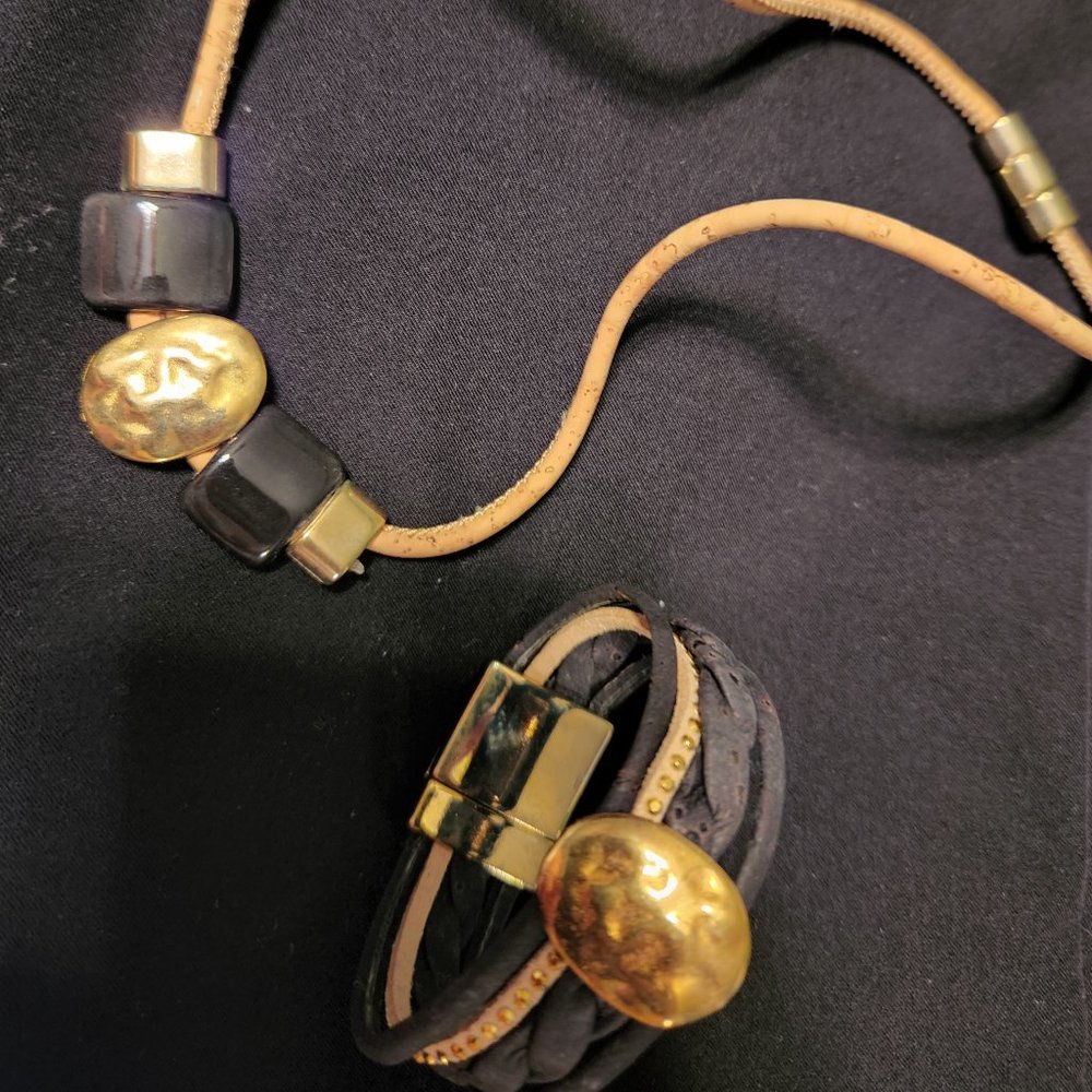Cork bracelet and necklace set